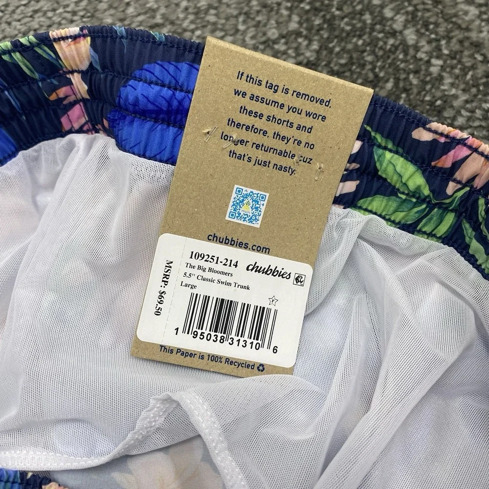 Chubbies Swim Trunks Large‎ Big Bloomers Board Shorts 5.5